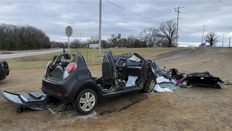 Chevrolet Spark hatchback crashed