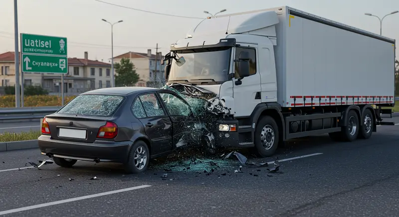 commercial truck hits