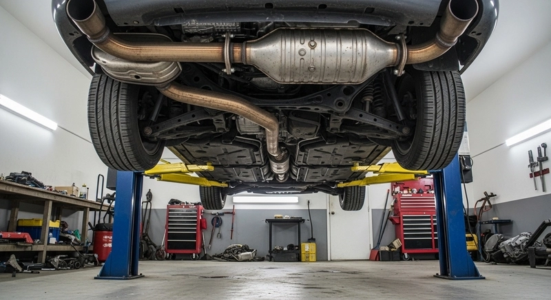 where is the catalytic converter located on a Chevy Cavalier