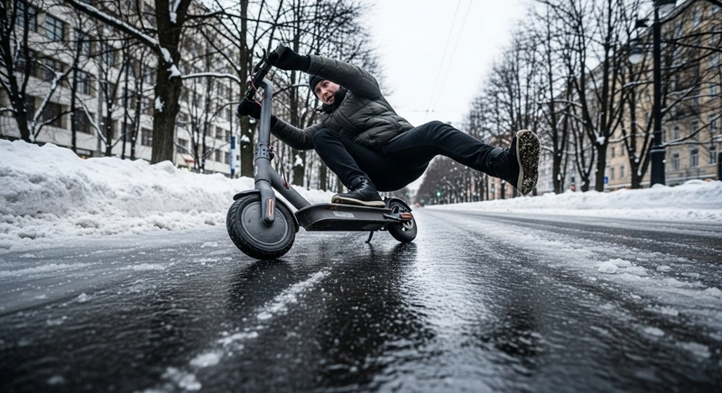 E-Scooters Icy Roadsudden Spills