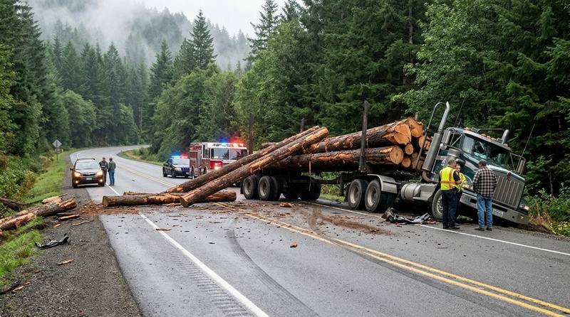 logging truck accident